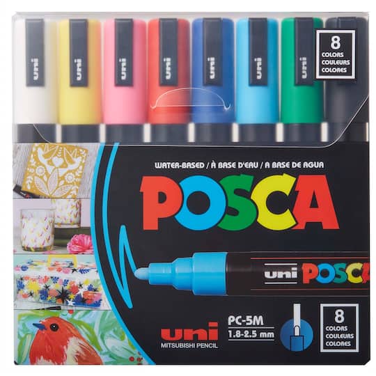 POSCA PC-5M Medium 8-Color Paint Marker Set